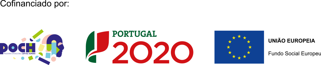 Logotipos - Cofinanciado por: POCH, Portugal 2020 e União Europeia - Fundo Social Europeu